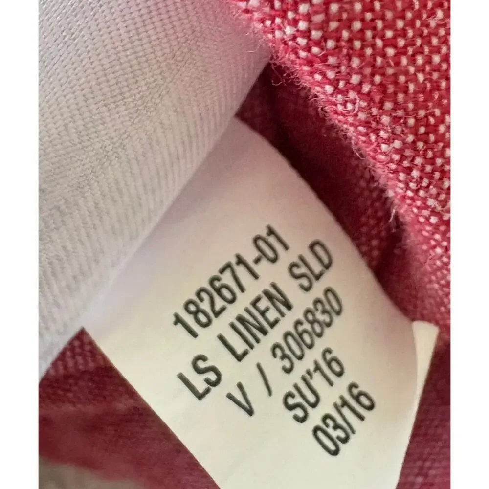 Banana Republic Linen Slim Fit Shirt L Pink Linen Blend Button Up Coastal Resort